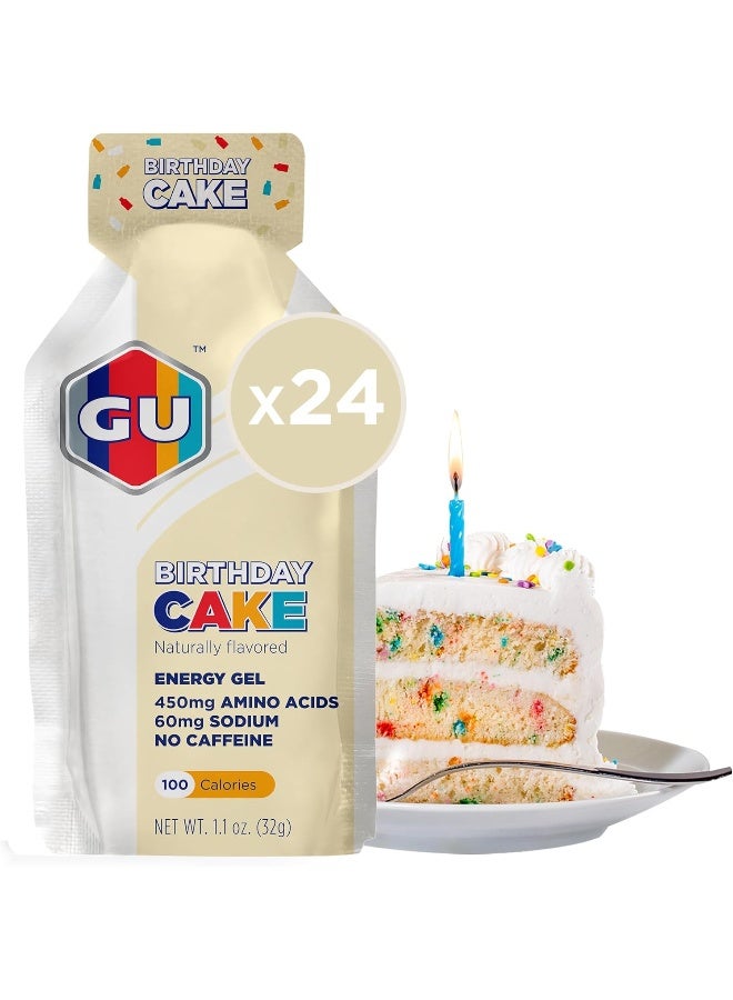 Gu Energy Original Sports Nutrition Energy Gel, 24-Count, Birthday Cake - Image 1